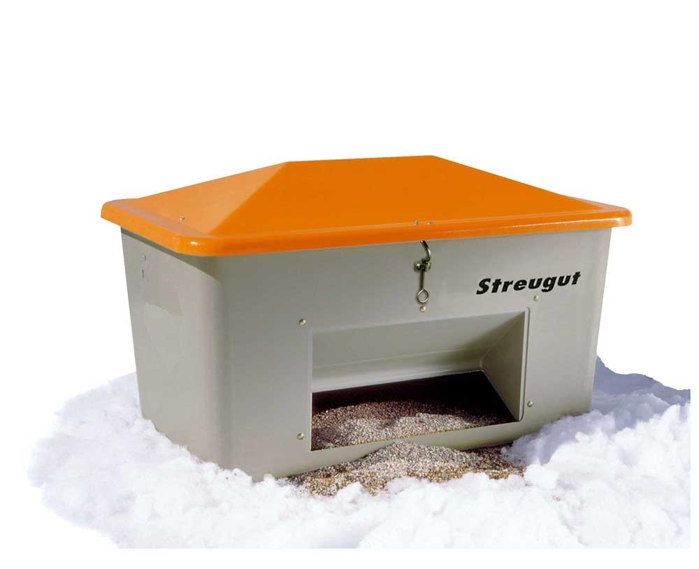 Cemo Streugutbehälter SGB-200-E mit Entnahmeöffnung Streugutbox Inhalt: 200 Liter grün / orange
