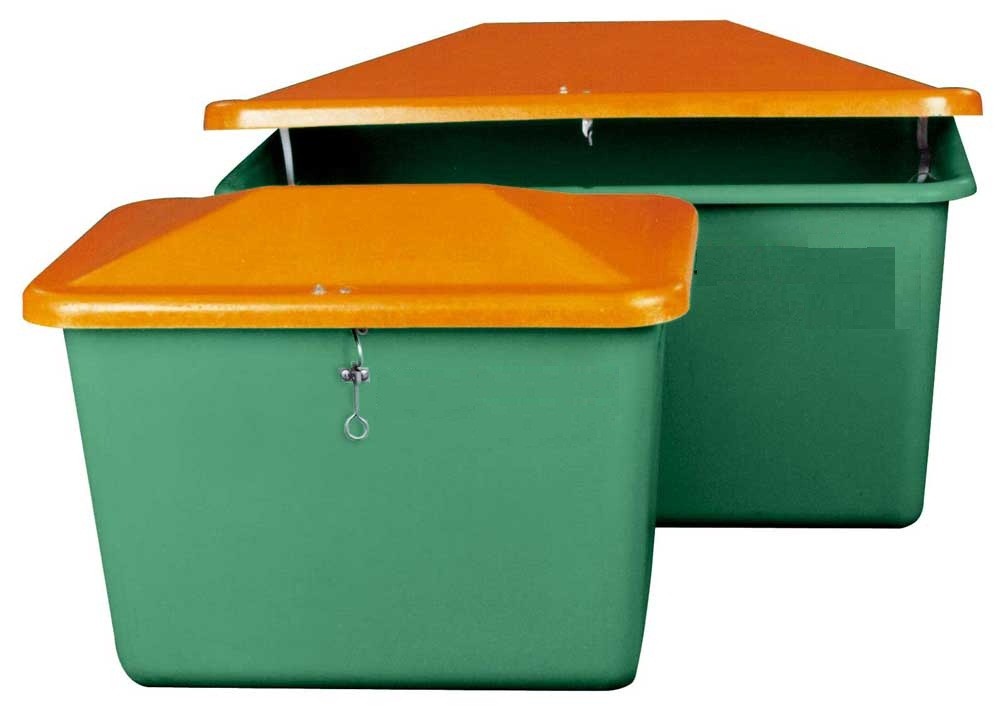 Cemo Streugutbehälter SGB-100 Streugutbox Inhalt: 100 Liter ohne Entnahmeöffnung grün / orange