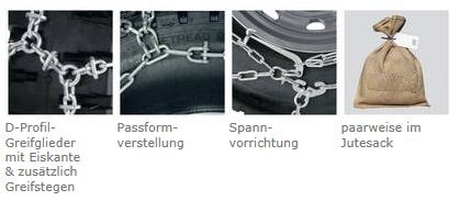 Schneekette / Wabennetzkette Typ-D für Gabelstapler